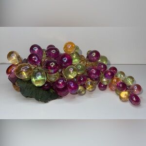 Vintage purple gold green pink lucite Grape Cluster decor art design fruit salad